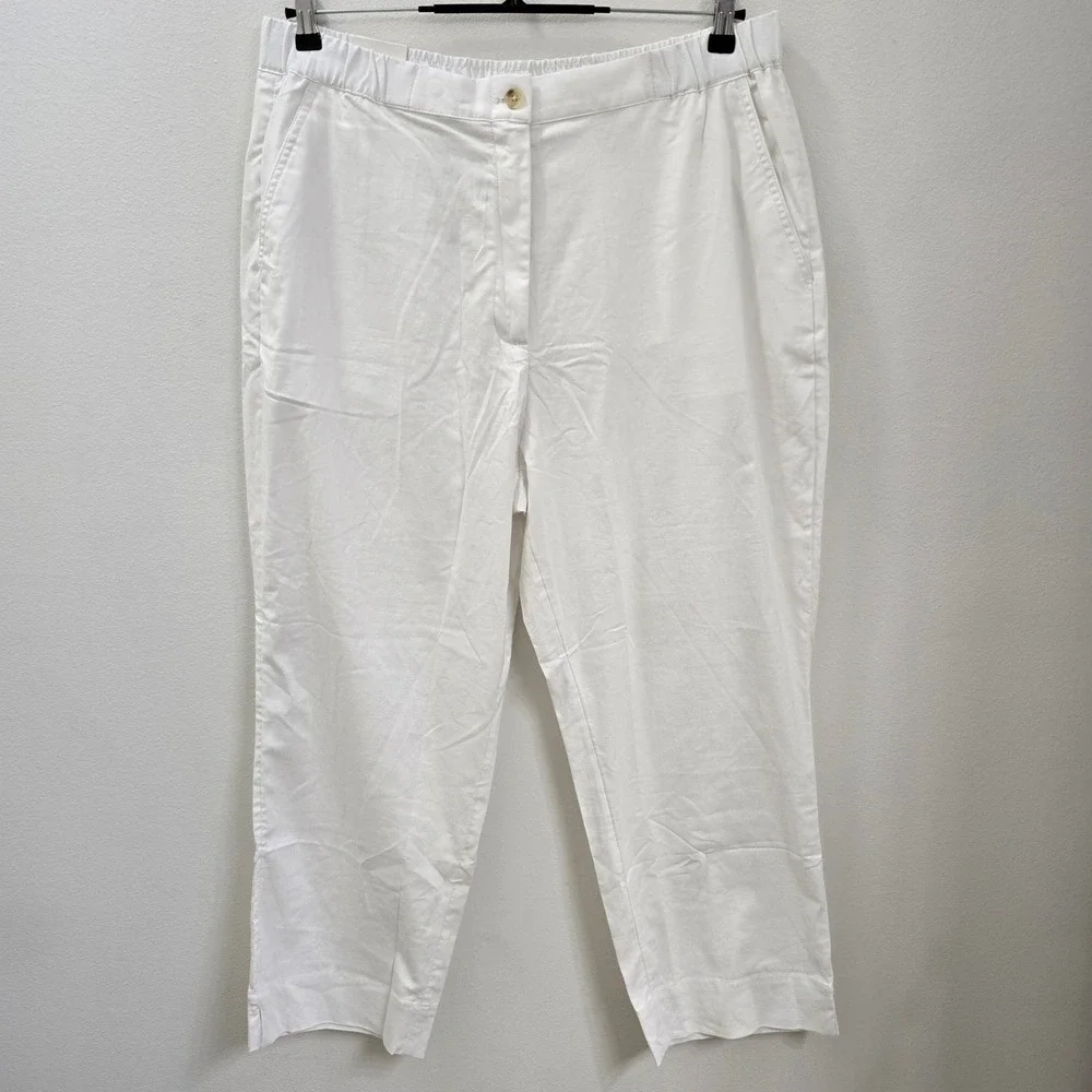 Banana Republic White Linen Blend Tapered High-Rise Ankle Pants XL Resortwear